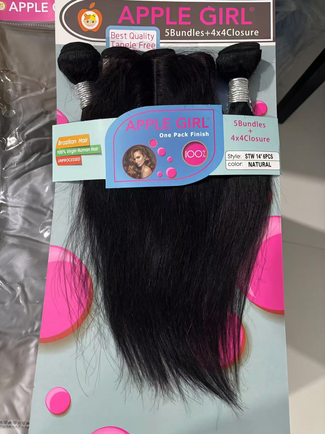 Brazilian Human Hair 5+1 Packet 5 Bundles with 4*4 Closure