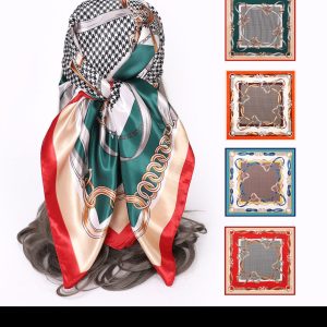 Spring and Autumn New 90cm Simulation Silk Printing Big Square Scarf Ladies All Match Scarf Shawl