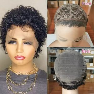 Pixie Cut Short Curly 13x1 Transparent HD Lace Front Wigs