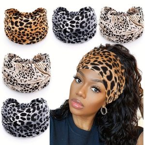 Autumn and Winter Sweet Cool Babes Wind Leopard Print Sports Headband