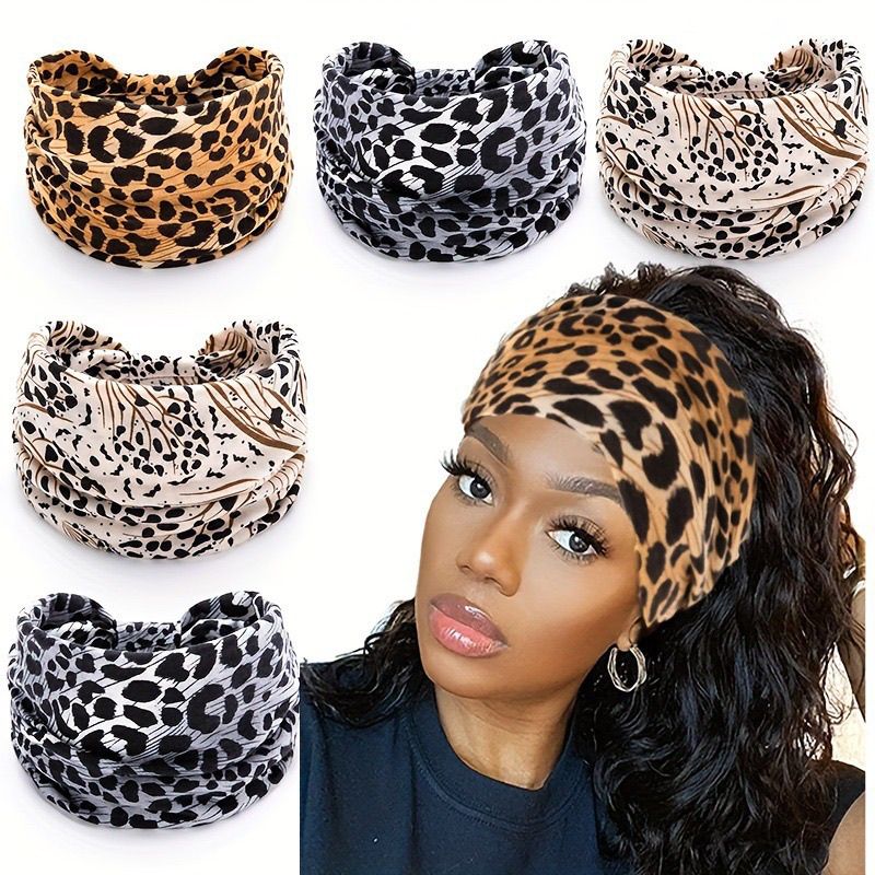 Autumn and Winter Sweet Cool Babes Wind Leopard Print Sports Headband