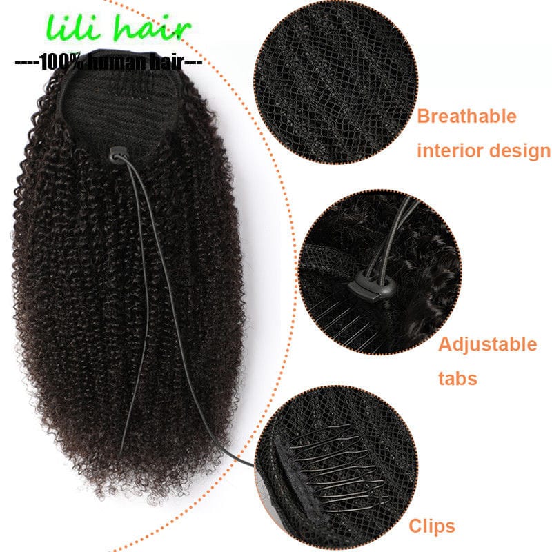 Afro Kinky Curly Drawstring Ponytail - Image 4
